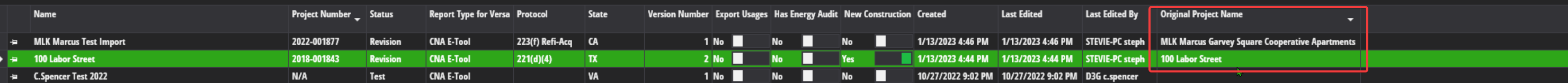 Versa now tracks copied/imported projects