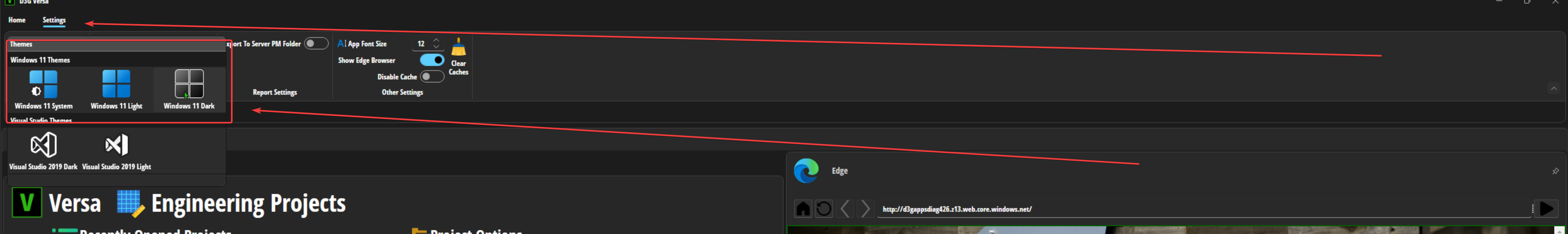 New windows 11 theme for Versa on the settings menu