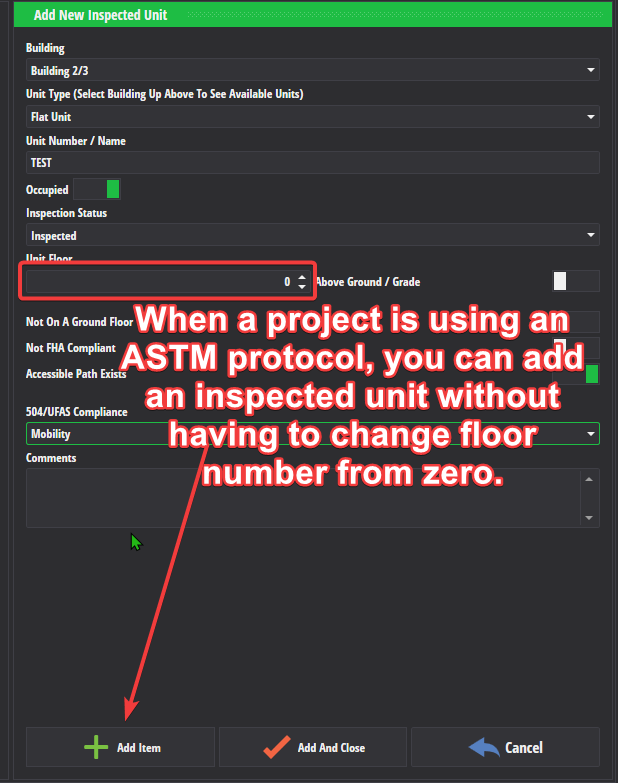 Astm Projects allow floors of zero