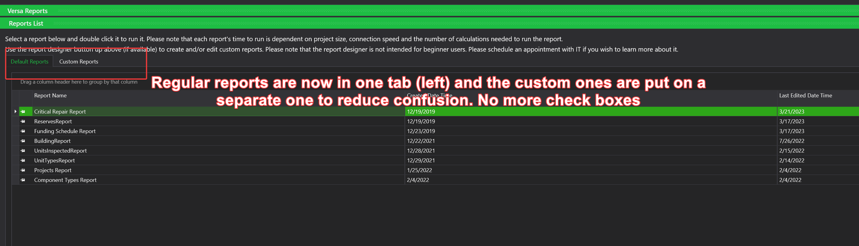 Versa Reports - Split Reports
